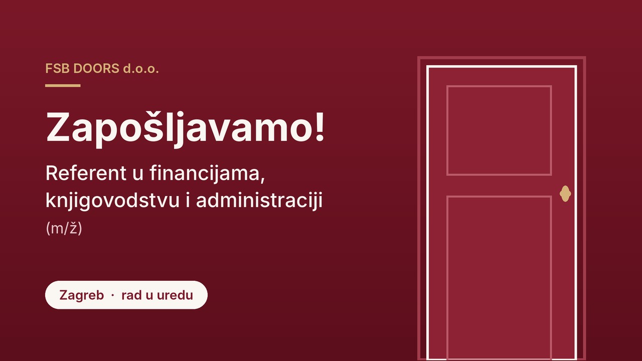 Referent u financijama, knjigovodstvu i administraciji (m/ž)